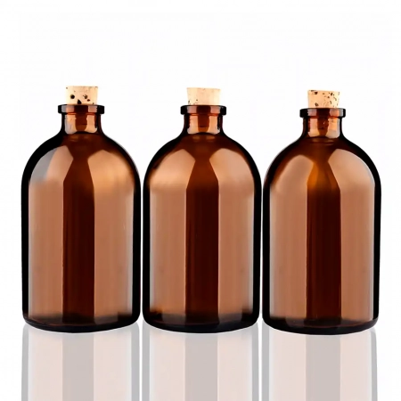 Флакони скляні ін'єкційні коричневого кольору для Л-П, 100 мл, тип 3 (63 шт. упаковка)